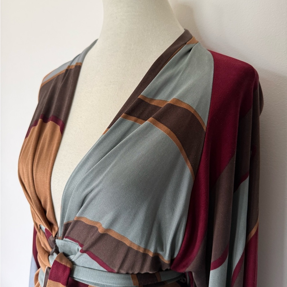 Issa London Red, slate blue and Brown Dress - Picture 2 of 5